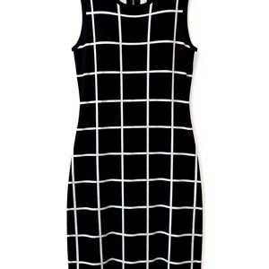 Lauren Ralph Lauren Black and White Grid Sweater Dress size Medium